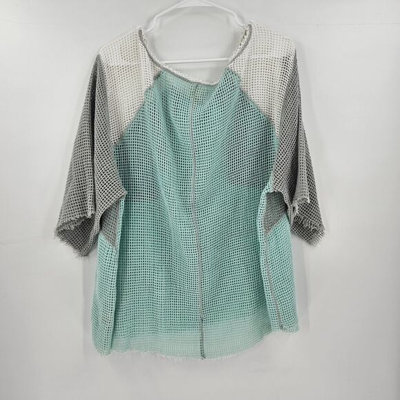 Free people swim cover medium large half sleeve short net teal vacation pool - Picture 2 of 4